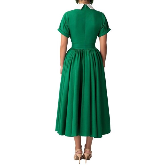 FKSP "Brigitta" Green Pointed Collar Swing Dress Size‎ XXS 1940’s - Picture 2 of 5